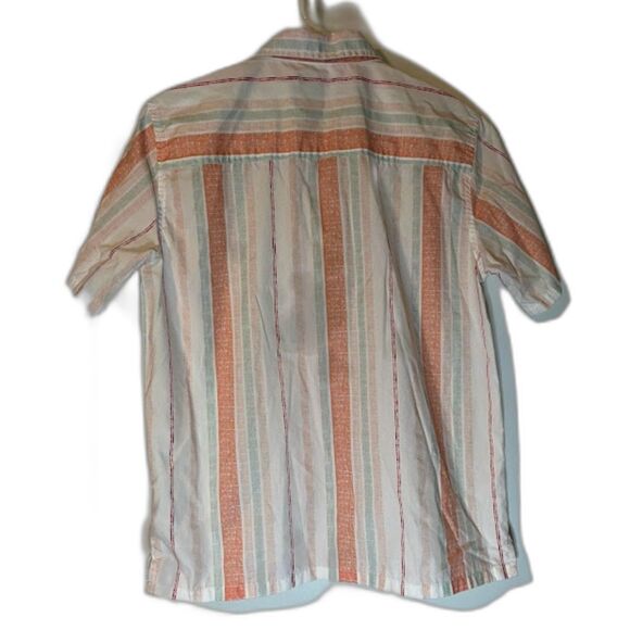 Lucky Brand Boy's 14/16 Dressy Casual Button-Up Orange/Green/Yellow/White Stripe - Picture 4 of 4